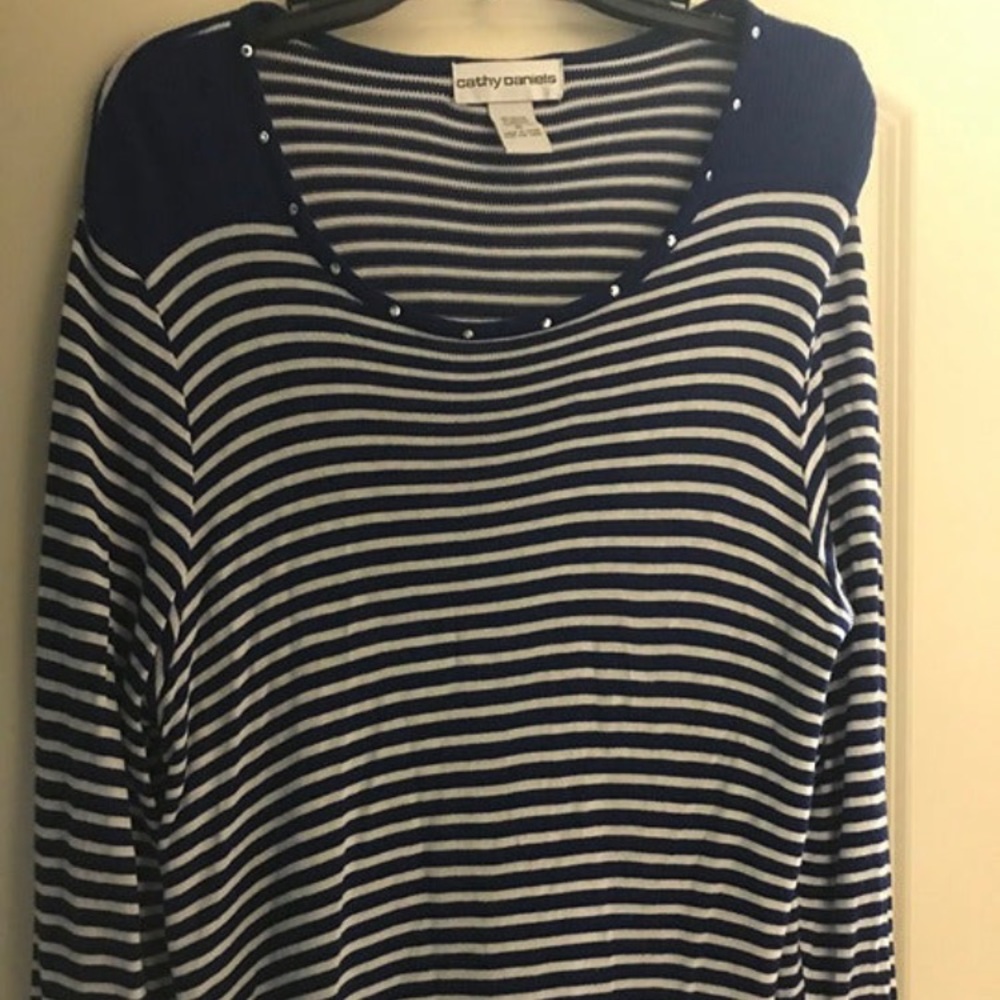 NWOT Cathy Daniels Striped Knit Sweater XL
